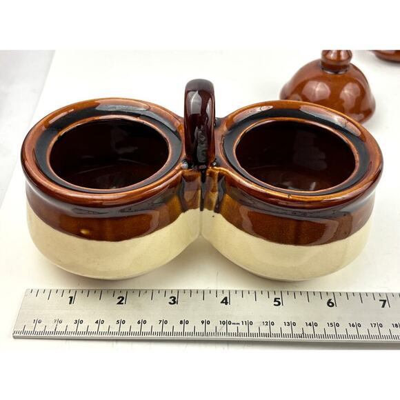 VTG Relish Condiment Server Brown Tan Ceramic Stoneware Taiwan 1970's - Picture 6 of 16